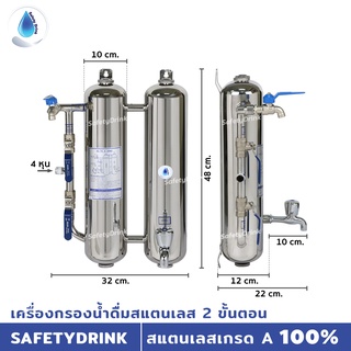 เครื่องกรองน้ำดื่มสแตนเลส 2 ขั้นตอน SAFETYDRINK