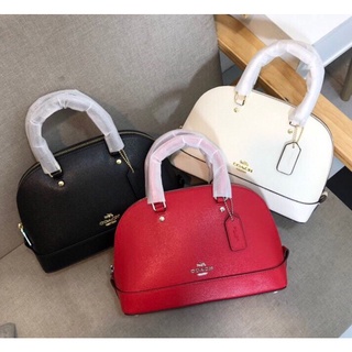 Coach 27591 57555 Mini Sierra Satchel Crossgrain Leather Women Crossbody Sling Handle Shell Bag . กระเป๋า