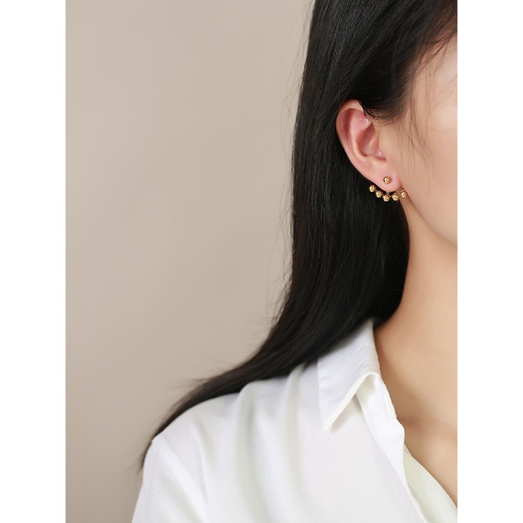 Vnox แบรนด์ผู้หญิง ต่างหูสตั๊ด - สเตนเลส บอล สามรู ปรับได้ ต่างหูทอง แฟชั่น เครื่องประดับสตรี ของขวัญตกแต่ง