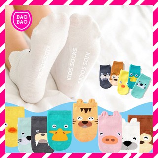 BAOBAOBABYSHOP - ถุงเท้าเด็กใส่ได้ตั้งแต่ แรกเกิด ถึง 2 ขวบ มีกันลื่น ลายการ์ตูน KIDS SOCK