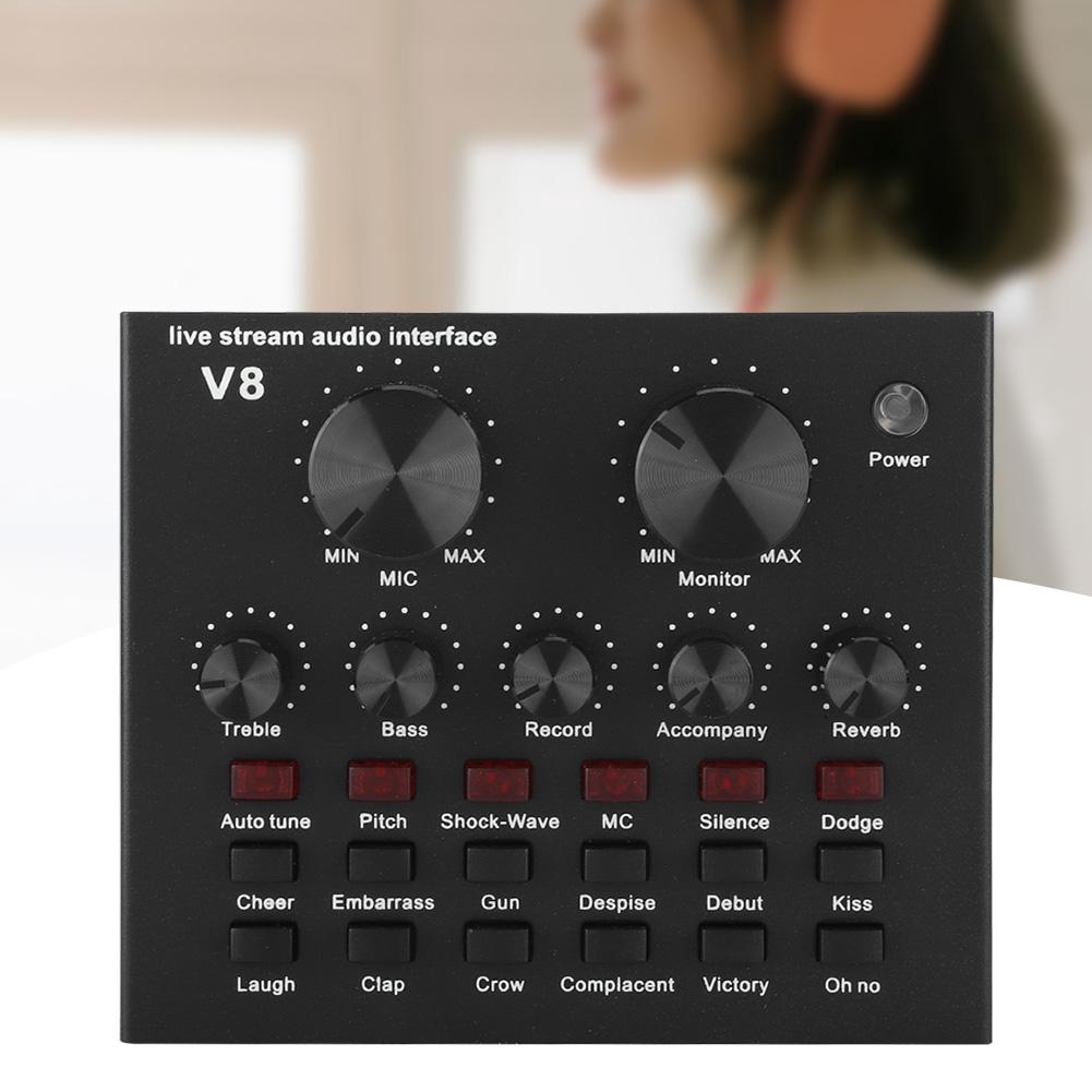 💥การ์ดเสียงรุ่นใหม่💥เครื่องผสมเสียงกำลังไฟ V8 II Bluetooth Sound Card Audio Mixer USB Live Sound Card Karaoke PC