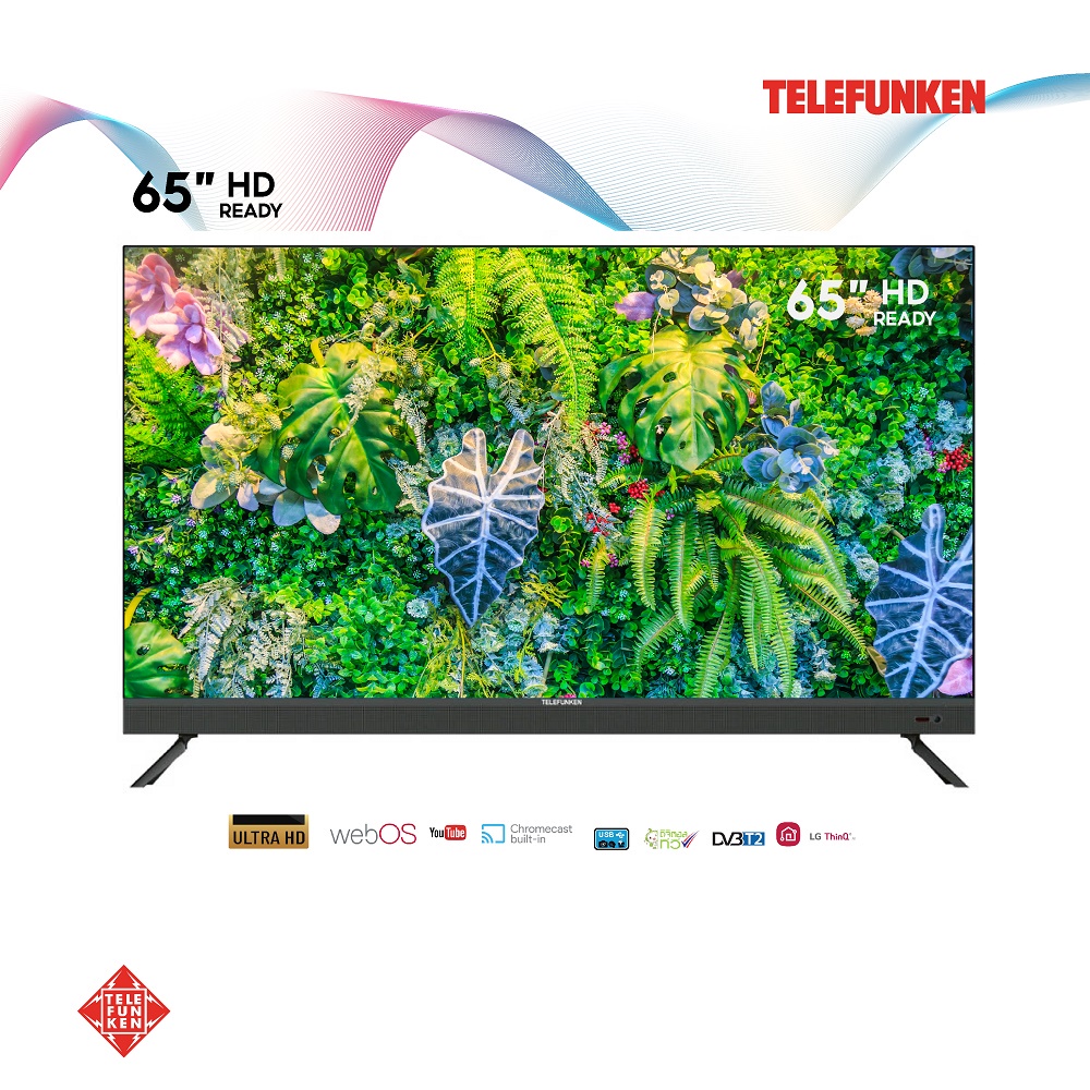 ทีวี TELEFUNKEN 65นิ้ว N19 4K รุ่น JU65DS180S ลำโพงคู่ built ทีวี 55 นิ้ว inch Smart TV HD Youtube