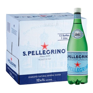 🌟พร้อมส่ง🌟 San Pellegrino Sparkling Mineral Water 1000 ml (PET) 12 ขวด น้ำแร่อัดแก๊สธรรมชาติ ขวดพลาสติก