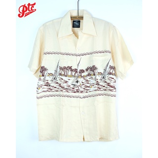 เสื้อฮาวาย ผ้าเรยอง KONA BAY /YACHT BEIGE 100% rayon จากเกาะฮาวาย