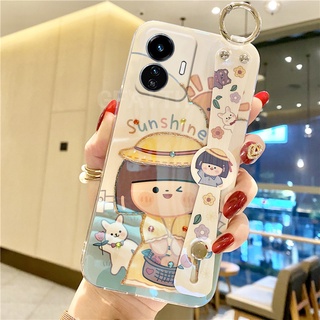 ใหม่ เคสโทรศัพท์มือถือนิ่ม กันกระแทก ลายการ์ตูนเด็กผู้หญิงน่ารัก ประดับพลอยเทียม วิบวับ พร้อมสายคล้องข้อมือ สําหรับ Realme C55 NFC 2023 REALMEC55 NFC