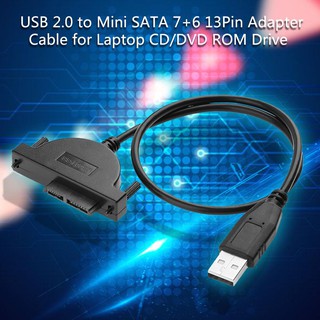 usb 2 . 0 to mini sata 7+6 13 pin อะแดปเตอร์แปลงสายเคเบิ้ลสําหรับแล็ปท็อป cd/dvd romline drive