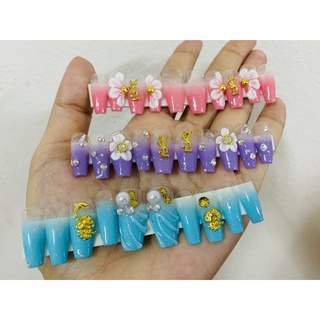 เล็บเจลแท้100% เล็บสายฝอ ปั้นดอก โคนใสพร้อมส่ง