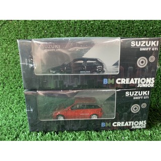 🚗Suzuki Swift 1989 Red / Black ( Right Hand Drive) 1 คันได้ล้อ 2 ชุด ล้อเลี้ยวได้ โหลดรถได้ Scale 1:64 ยี่ห้อ BMC