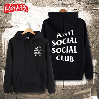 Smileroom เสื้อฮู้ดมีหมวกแบบสวมมีกระเป๋าลาย ANTISOCIALSOCIALCLUB เสื้อกันหนาวมีฮู้ด เสื้อกันหนาว hoodie sweater