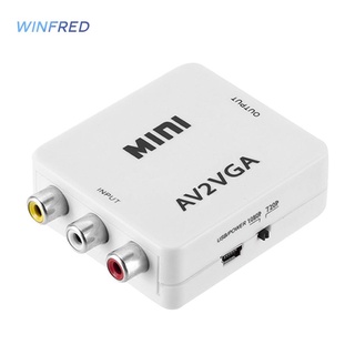 Mini Hd Av2Vga กล่องแปลงวิดีโอ Av Rca Cvbs To Vga Video Hdtv อะแดปเตอร์แปลงสายเคเบิ้ล