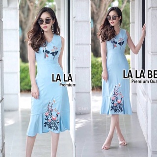 เดรสสั้น สไตล์เกาหลี แขนกุด สีฟ้า แฟชั่นเกาหลี