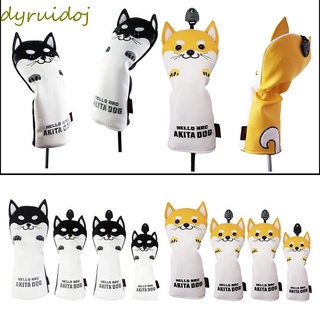 DYRUIDOJ Golf Protective Covers Golf Club Headcover Lovely AKITA Dog Golf Wood Head Covers Golf Club Headcovers PU Leath