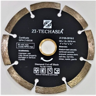 แผ่นตัดเพชร  Zi-Techasia 4" ใบตัดเพชร Diamond cutting blades ขายดี จัดส่งฟรี ของแท้100%