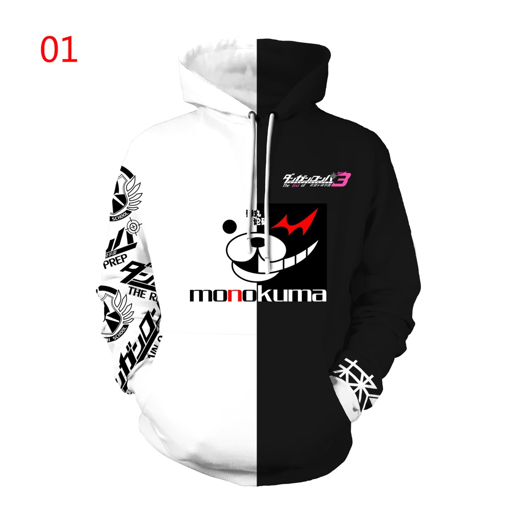 Danganronpa monkuma Hoodie 三维 พิมพ์เสื้อกันหนาวแจ๊กเก็ตแฟชั่นแจ็คเก็ต