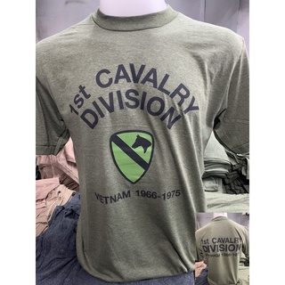 เสื้อยืดทหาร Cavalry สไตล์วินเทจ ทหารม้า  แนว US Army ตะเข็บเดี่ยวบนล่าง ผ้าบาง 50/50 ผ้านิ่มใส่สบาย