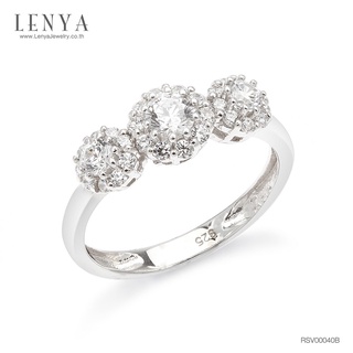 Lenya Jewelry แหวนเงินแท้ 925 ชุบทองคำขาว ประดับด้วย SWAROVSKI ZIRCONIA สีขาว สวยคลาสสิค  เสริมบุคลิกเพิ่มความมั่นใจ