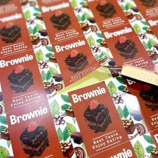 สติ๊กเกอร์บราวนี่ 🌰 ไซส์ใหญ่-เล็ก-วงกลม, Sticker Brownie, สติ๊กเกอร์กระดาษเนื้อมันเงา, สติ๊กเกอร์ขนม