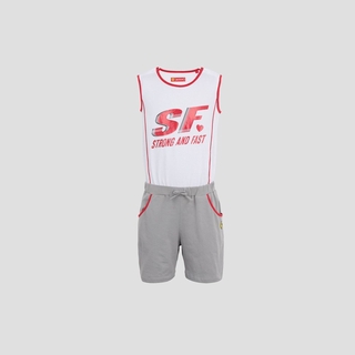 FERRARI เฟอร์รารี่ เสื้อยืดแขนสั้น รุ่น GIRL STRONG AND FAST JUMPSUIT GRY 13Y