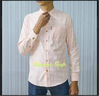 👔เสื้อเชิ้ตคอจีนตารางแขนยาว👔ผ้าoxford ทรงสลิม คัตติ้งเนี๊ยบมากกกก