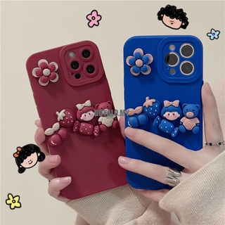 เคสโทรศัพท์มือถือ ลายการ์ตูนหมีสตรอเบอร์รี่น่ารัก เรียบง่าย สีฟ้า สําหรับ Samsung A21s A11 M11 A10S M01S A20S A02 M02 A02S M02S F02S M52 4G