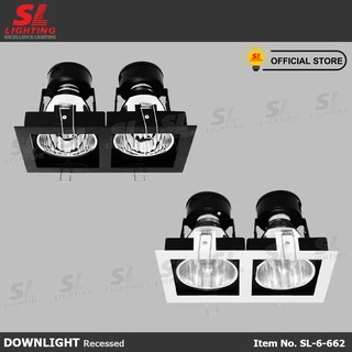 SL LIGHTING | Recessed Downlight โคมไฟดาวน์ไลท์ E27 แบบฝังฝ้า 2 ช่อง ทรงสี่เหลี่ยม รุ่น SL-6-662