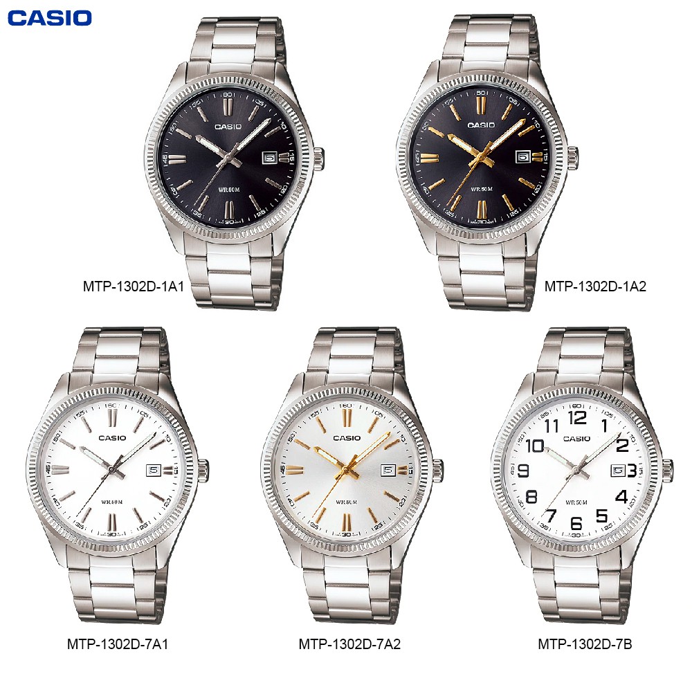 นาฬิกาข้อมือ Casio Standard Men สายแสตนเลส รุ่น MTP-1302D MTP-1302D-1A1 MTP-1302D-1A2 MTP-1302D-7A1 
