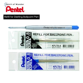 Pentel ไส้ปากกาลูกลื่น เพนเทล KFLT8 0.8mm (หมึกสีดำ, น้ำเงิน)