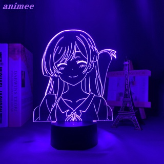 โคมไฟ Led รูปการ์ตูนอนิเมะ Kanojo Okarishimasu Chizuru Ichinose 3d สําหรับตกแต่งห้องนอนเด็ก ให้เช่าวันเกิด