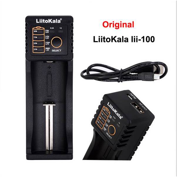 เครื่องชาร์จ LiitoKala Lii-100 เครื่องชาร์จถ่าน Li-ion 18650 18350 16340 14500 26650 Ni-MH Ni-Cd AA AAA