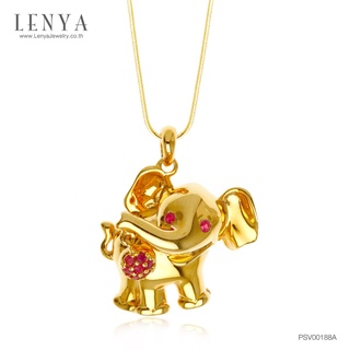 Lenya Jewelry จี้ช้าง เอกลักษณ์ความเป็นไทย เงินแท้ ประดับพลอย ทับทิม ( Ruby) ชุบทอง สวยโดดเด่น