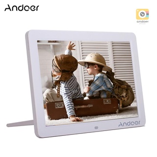 Andoer กรอบรูปดิจิทัล HD LED หน้าจอกว้าง 12 นิ้ว ความละเอียดสูง 1280*800 กรอบรูปอิเล็กทรอนิกส์ พร้อมรีโมตคอนโทรล อเนกประสงค์ รวมนาฬิกา LED ปฏิทิน