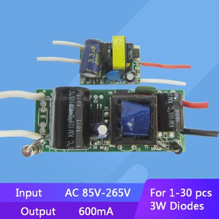 ไดร์เวอร์พาวเวอร์ซัพพลาย Ac 85V-265V LED สําหรับไดโอด 1-30X3W 600mA