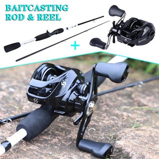 Sougayilang Joran Pancing ชุดรอกตกปลา 12 1BB Baitcasting ชนิดคาร์บอน แบบ 2 ส่วน