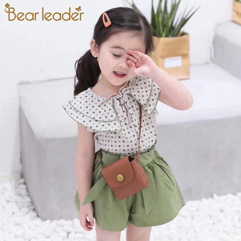 Bear LEADER 2021 ใหม่ ชุดเสื้อยืด และกางเกงลําลอง ลายจุด แฟชั่นฤดูร้อน สําหรับเด็กผู้หญิง