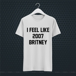 เสื้อยืดผ้าฝ้าย พิมพ์ลาย I FEEL LIKE 2007 BRITNEY SPEARS BREAKDOWN WHITE VV135 สไตล์ฮาราจูกุ คลาสิก สําหรับผู้ชาย GEokfk