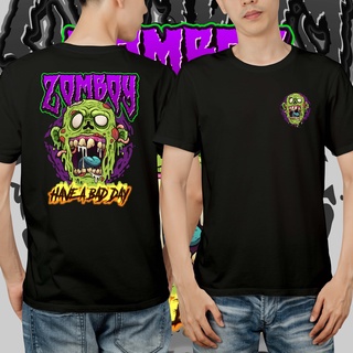 แขนสั้นcrew neckZombie Zomboy Have a Bad Day เสื้อยืด ลายกราฟฟิค สีดํา และสีขาว S-XXXXL