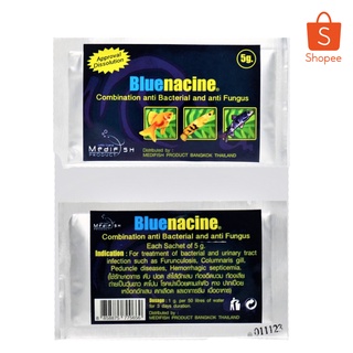 เวชภัณฑ์สำหรับปลาสวยงาม Bluenacine สูตรเข้มข้น สำหรับอาการท้องบวม เน่าเปื่อย ตาโปน ขนาด 5 กรัม