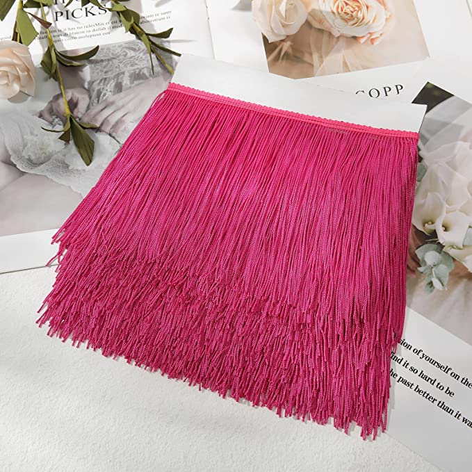 10 หลา Fringe Trim 15 ซม.ยาวพู่,ลูกไม้ริบบิ้น Gland พู่ Fringe Trim สําหรับชุดละตินเวที,เย็บผ้า,ชุด,งานฝีมือ,ตกแต่งเครื่องแต่งกาย