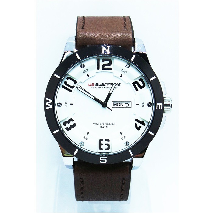 US SUBMARINE (ของแท้) นาฬิกาข้อมือผู้ชายสายหนังคุณภาพสูง MN.J130M