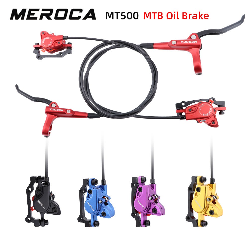 MEROCA MT-500 จักรยานเสือภูเขา ดิสก์เบรกไฮดรอลิก MT500 ด้านหลังซ้ายขวาด้านหน้าลูกสูบคู่จักรยานเบรคไฮดรอลิกชุด 160 มม.โรเตอร์สําหรับจักรยาน MTB