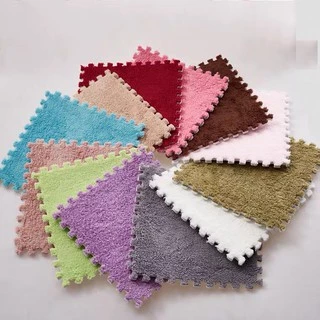 พรมจิ๊กซอว์ ขนาด 30X30X1 ซม. （แถมขอบปิด）พรมปูพื้น พรมปูพื้นห้องนอน พรมกันลื่น พรมขนนุ่ม พรมกำมะหยี่