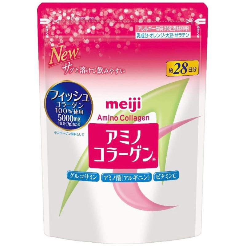 ￼(Refill) Meiji Amino Collagen 5,000 mg เมจิ อะมิโน คอลลาเจน ชนิดผง คอลลาเจนเปปไทด์ บำรุงผิว ลดริ้วรอย **New package**