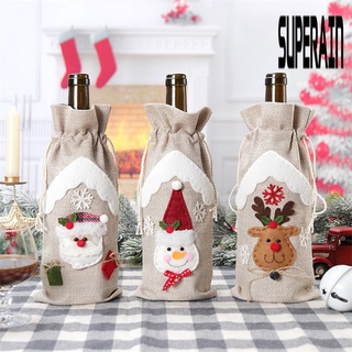 &lt;Christmas Decoration&gt; กระเป๋าใส่ไวน์แดง รูปกวางเรนเดียร์ เกล็ดหิมะ สไตล์คริสต์มาส สําหรับตกแต่งบ้าน