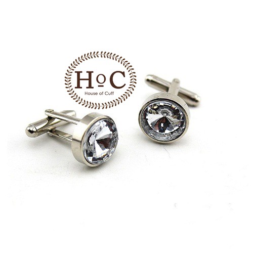 KEMEJA CUFFLINK CUFFLINKS CUFF BUTTONS SHIRT FRENCH CUFF CIRCLE CLEAR GEM