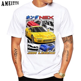 เสื้อยืดผ้าฝ้ายพิมพ์ลายJdm Nsx โมเดลรถสปอร์ตเซ็กซี่ แบบนิ่ม ลาย Skyline Gtr R34 สีขาว