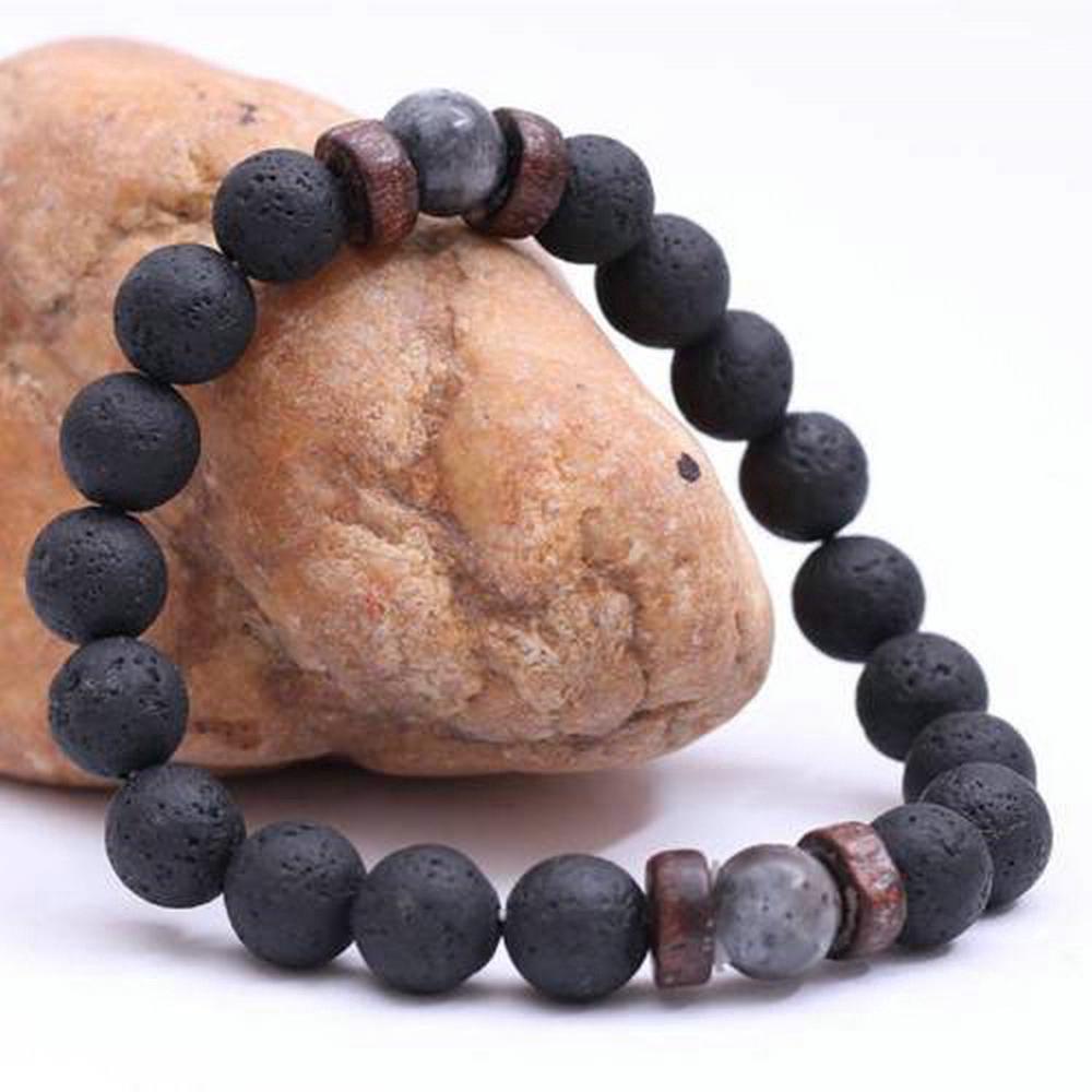 8mm Unisex Lava Rock Bracelet Elastic Natural Stone Yoga Beads Bracelet Men Women