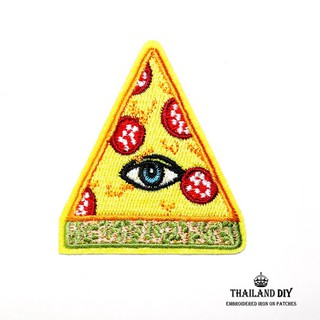 🍕 ตัวรีดติดเสื้อ พิซซ่า ลาย ดวงตา พีระมิด Pyramid Pizza Patch งานปัก DIY wop ตัวรีด อาร์มติดเสื้อ กางเกง ติดกระเป๋า chic