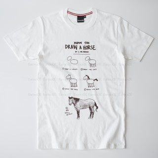 Draw a horse (วาดม้า) เสื้อยืดคอกลมคุณภาพดี ลายสกรีนมือ ออกแบบตามใจพ่อค้า