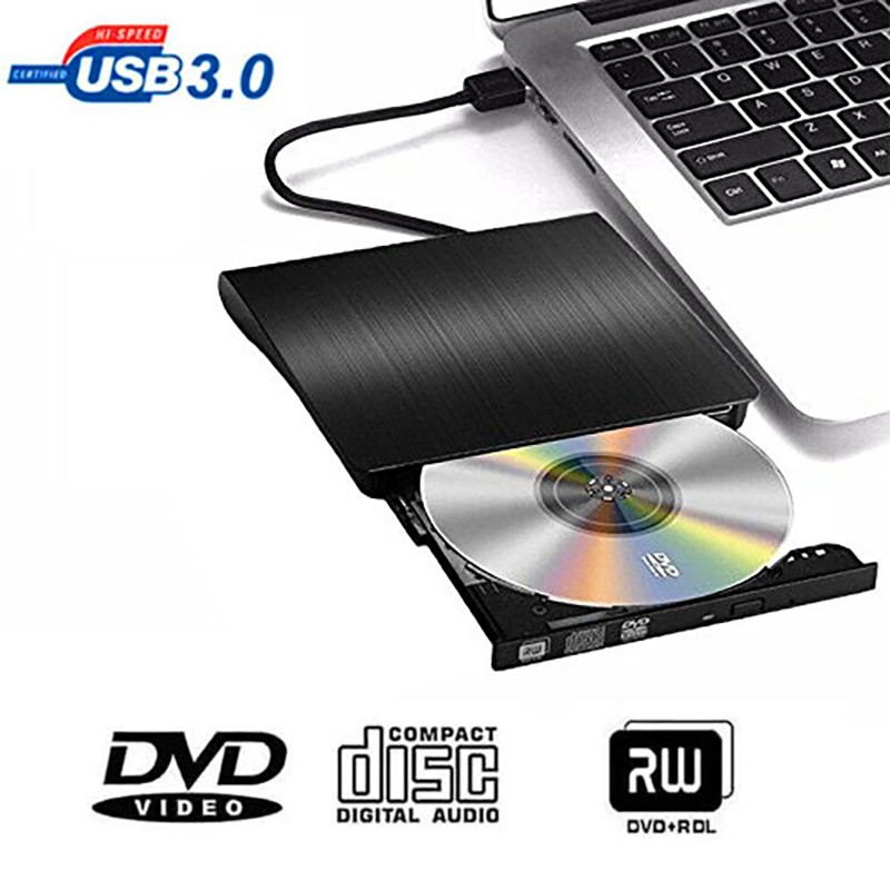External CD/DVD Drive, USB 3.0 UltraSlim Portable Burner Writer