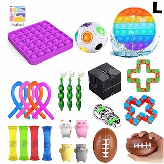 18/22/25/30pcs/set tiktok Pop Its IT Sensory Fidget Toy Set Stress Relief Toys ของเล่น แม่ ของเล่นเด็ก/ของเล่นเสริมพัฒนาการเด็ก 2 ขวบ 7-10 ขวบ /บับเบิ้ล โมบายเด็กของเล่นเสริมพัฒนาการ / ของเล่นคลายเครียดบีบ เพื่อการเรียนรู้เด็ก ผู้ใหญ่